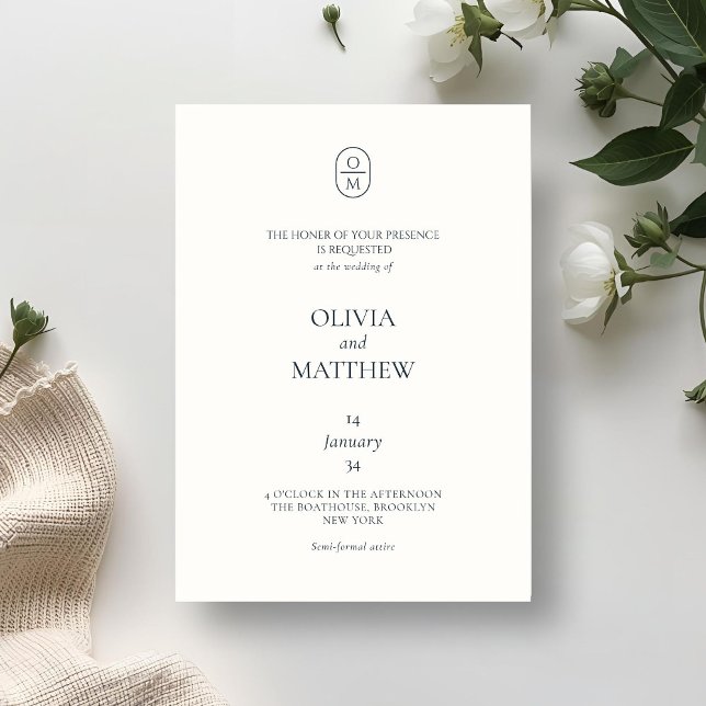 Invitation Carton d'invitation de mariage à monogramme de typ (Créateur téléchargé)