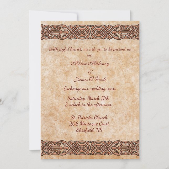 Invitation Carton d'invitation de mariage à motif celtique éc (Devant)