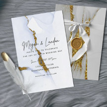 Carton d'invitation de mariage à paillettes et enc