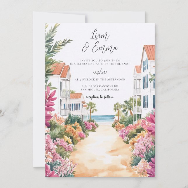 Invitation Carton d'invitation de mariage à Palm Beach Florid (Devant)