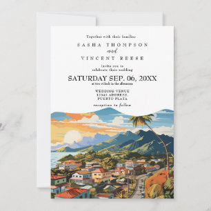Invitation Carton d'invitation de mariage à Puerto Plata Rétr