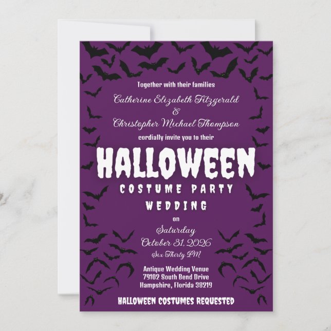 Invitation Carton d'invitation de mariage à thème Halloween f (Devant)