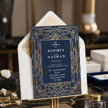 Carton d'invitation de mariage Art déco élégant