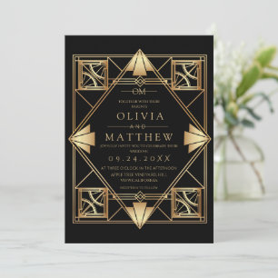 Invitation Carton d'invitation de mariage Art Déco moderne no