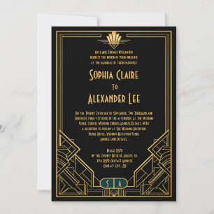 Invitation Carton d'invitation de mariage Art Déco style Gats