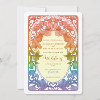 Invitation Carton d'invitation de mariage Art Nouveau aquarel