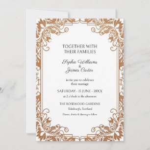 Invitation Carton d'invitation de mariage Art Nouveau en cuiv