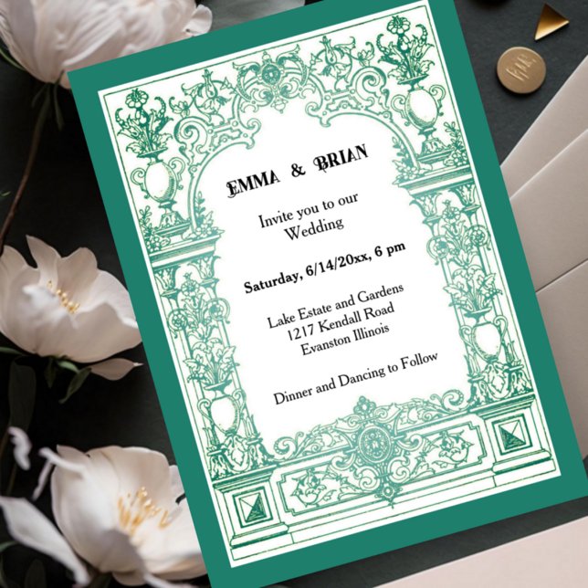 Invitation Carton d'invitation de mariage Art Nouveau | Orné  (Créateur téléchargé)