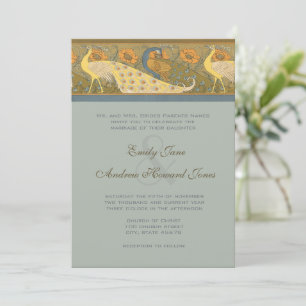 Invitation Carton d'invitation de mariage Art Nouveau Paon