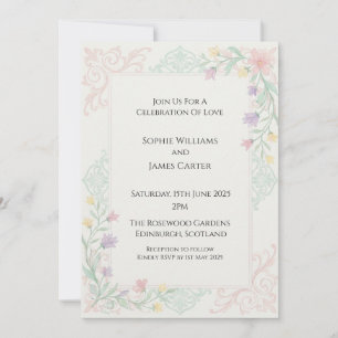 Invitation Carton d'invitation de mariage Art Nouveau pastel