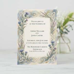 Invitation Carton d'invitation de mariage au chardon à l'aqua