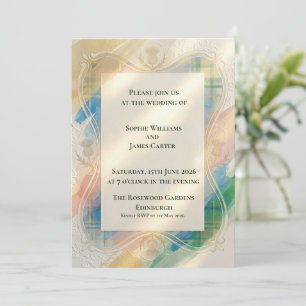 Invitation Carton d'invitation de mariage au chardon tartan é