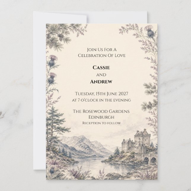 Invitation Carton d'invitation de mariage au Loch Thistle des (Devant)