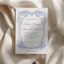 Carton d'invitation de mariage au monogramme baroq
