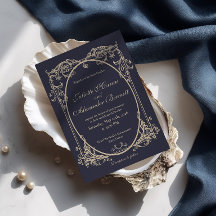 Carton d'invitation de mariage au monogramme baroq