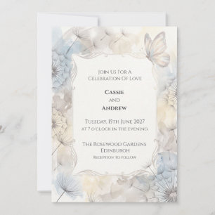 Invitation Carton d'invitation de mariage au papillon bleu Ho