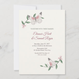 Invitation Carton d'invitation de mariage au papillon Perisam