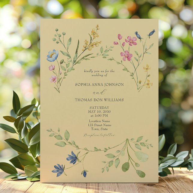 Invitation Carton d'invitation de mariage au printemps jaune (Créateur téléchargé)