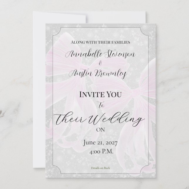 Invitation Carton d'invitation de mariage au ruban transparen (Devant)