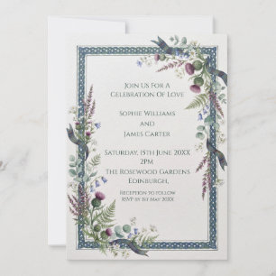 Invitation Carton d'invitation de mariage au tartan Blue This