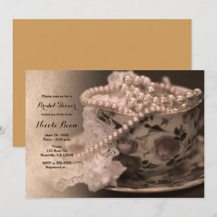 Invitation Carton d'invitation de mariage au thé vintage et p