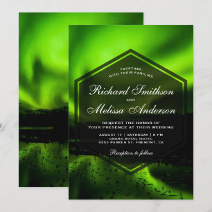 Invitation Carton d'invitation de mariage aux aurores boréale
