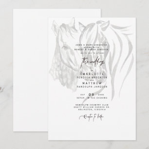 Invitation Carton d'invitation de mariage aux chevaux caressa