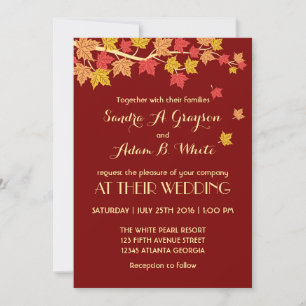 Invitation Carton d'invitation de mariage aux feuilles d'érab