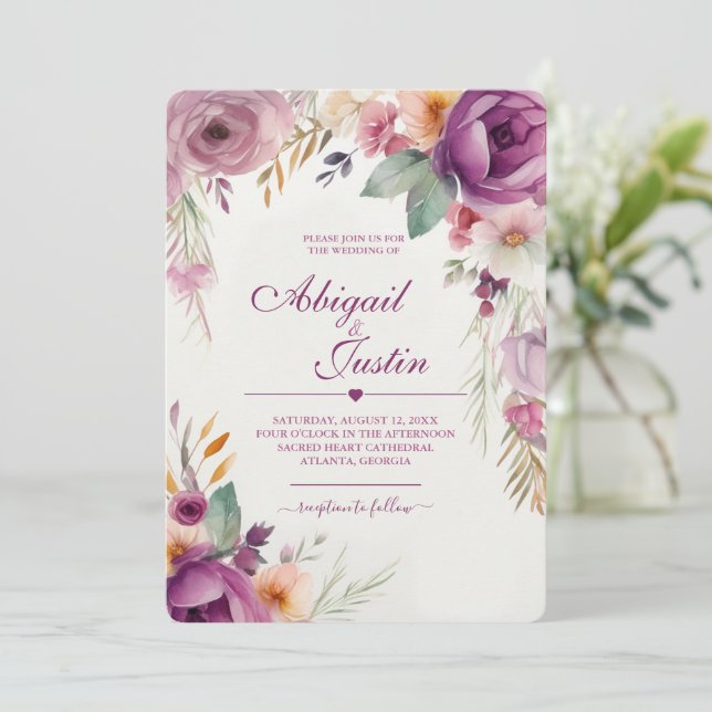 Invitation Carton d'invitation de mariage aux fleurs à l'aqua (Debout devant)