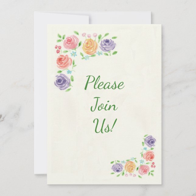 Invitation Carton d'invitation de mariage aux fleurs à l'aqua (Devant)