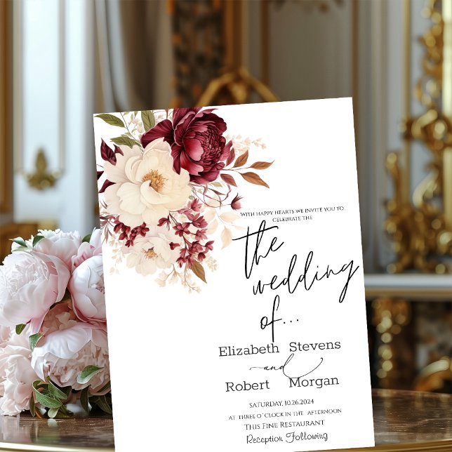 Invitation Carton d'invitation de mariage aux fleurs blanches (Créateur téléchargé)