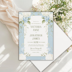 Invitation Carton d'invitation de mariage aux fleurs bleues d