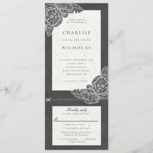 Invitation Carton d'invitation de mariage aux fleurs de pavot