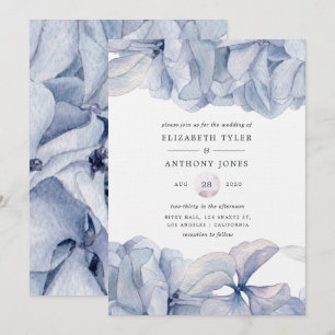 Invitation Carton d'invitation de mariage aux Hortensias Bleu