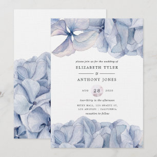 Invitation Carton d'invitation de mariage aux Hortensias Bleu