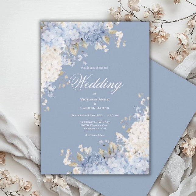 Invitation Carton d'invitation de mariage aux hydrangeas bleu (Créateur téléchargé)