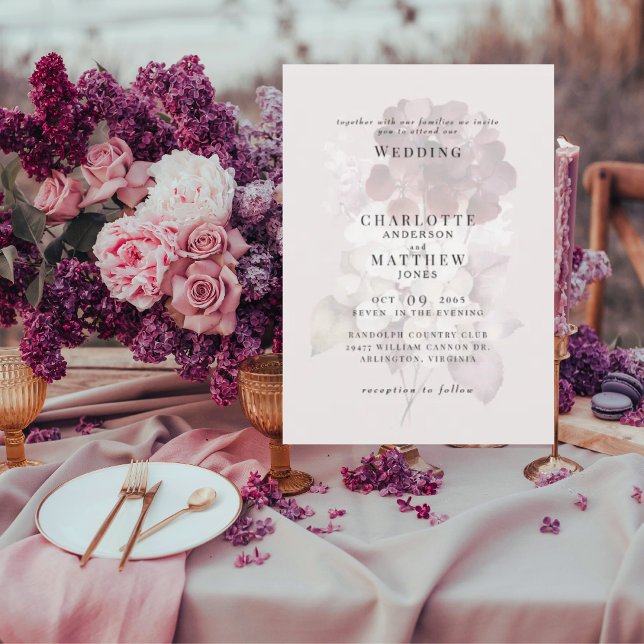 Invitation Carton d'invitation de mariage aux Hydrangeas Bour (Créateur téléchargé)