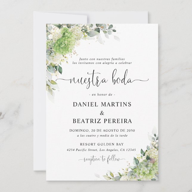 Invitation Carton d'invitation de mariage aux Hydrangeas Flor (Devant)