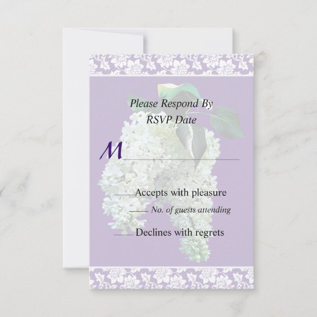 Invitation Carton d'invitation de mariage aux lilas blancs (Devant)
