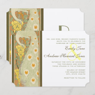 Invitation Carton d'invitation de mariage aux oiseaux paon Ar