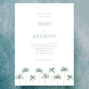 Invitation Carton d'invitation de mariage aux palmiers de pla