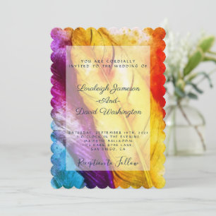 Invitation Carton d'invitation de mariage aux plumes éclatant