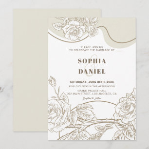 Invitation Carton d'invitation de mariage aux roses blanches
