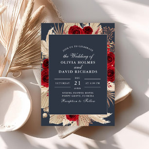 Invitation Carton d'invitation de mariage aux roses de Bourgo