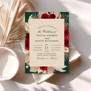 Invitation Carton d'invitation de mariage aux roses de Bourgo