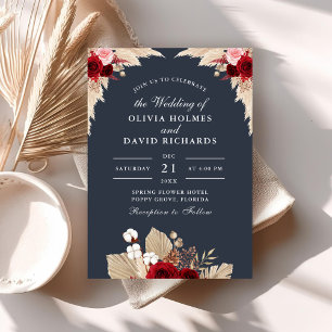 Invitation Carton d'invitation de mariage aux Roses Tropicale