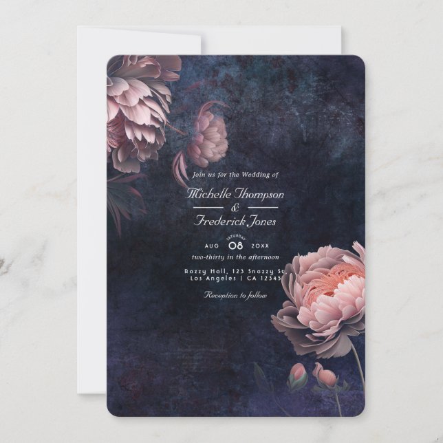 Invitation Carton d'invitation de mariage avec code QR Fleur  (Devant)
