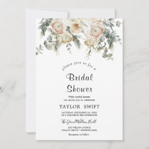 Invitation Carton d'invitation de mariage avec fleurs blanche