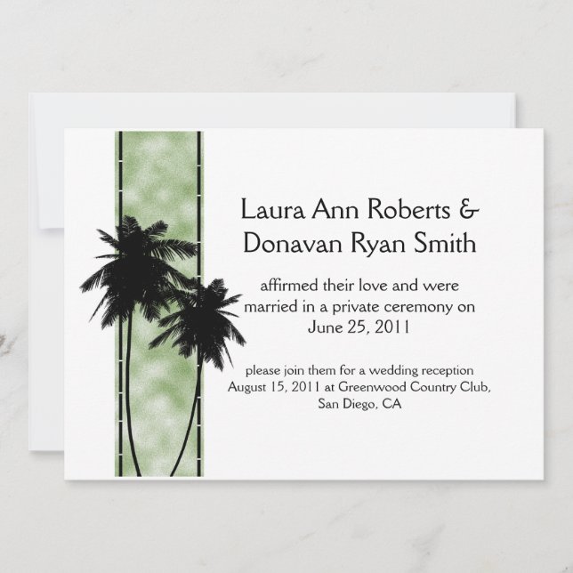 Invitation Carton d'invitation de mariage avec palmiers (Devant)