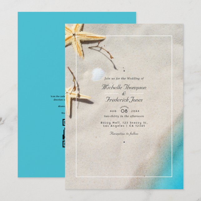 Invitation Carton d'invitation de mariage avec QR code de rép (Devant / Derrière)
